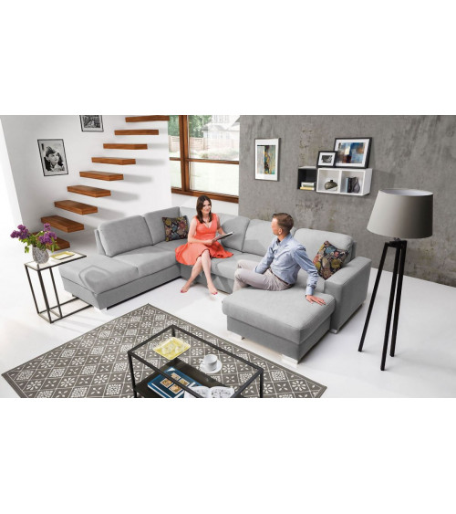 Divano letto angolare grigio CHANTAL 325 x 220 cm