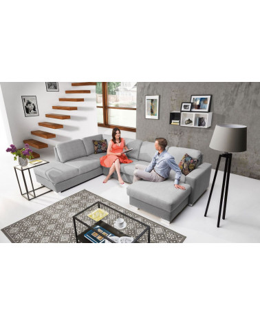 Divano letto angolare grigio CHANTAL 325 x 220 cm