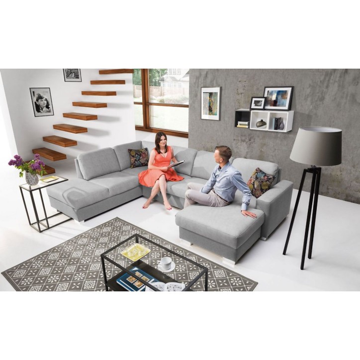 Divano letto angolare grigio CHANTAL 325 x 220 cm