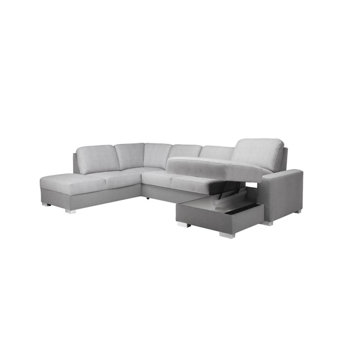 Sofá-cama de canto cinzento CHANTAL 325 x 220 cm