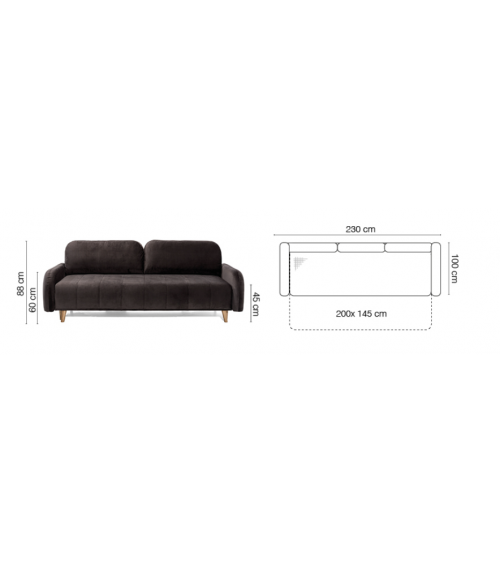 Sofá convertible DOMI 3DL 230 cm