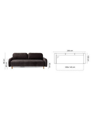 DOMI 3DL 230 cm sofá-cama