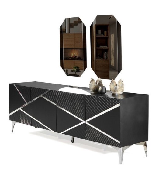 Buffet DIAMOND NOIR 4 portes 220 cm