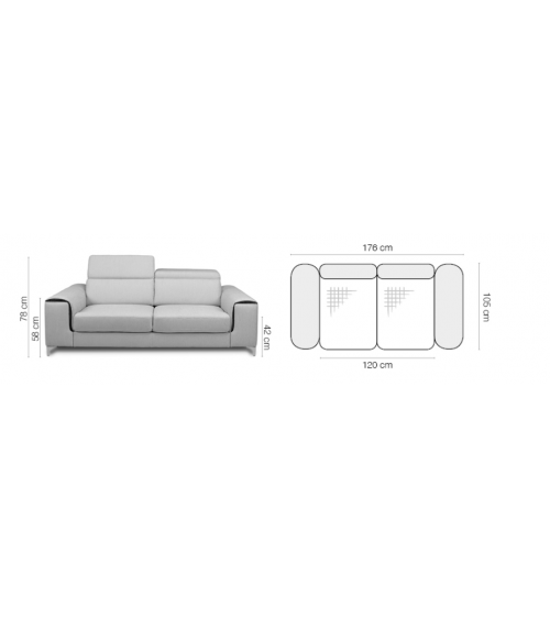 Sofa GENOVA 2 roze 176 cm