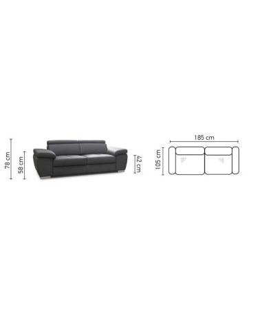 Canapé ROSSO 2 gris 185 cm
