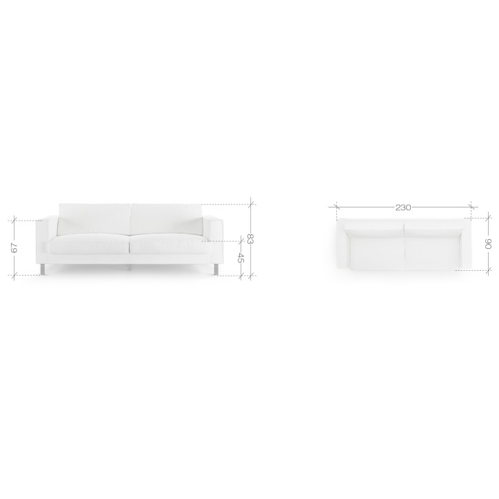 Sofá ROTTERDAM 3 gris 230 cm