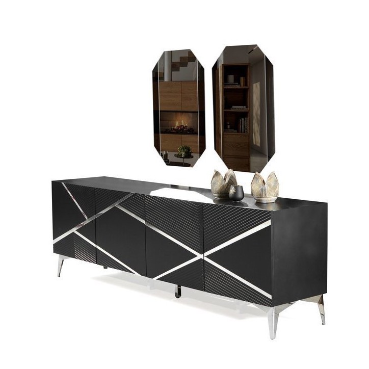Buffet DIAMOND NOIR 4 portes 220 cm
