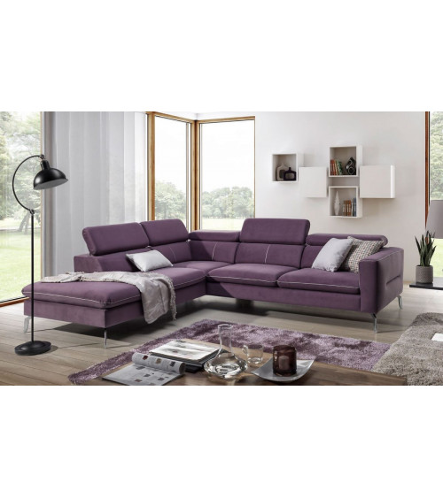 Sofá de canto AREZZA roxo 240 x 280 cm