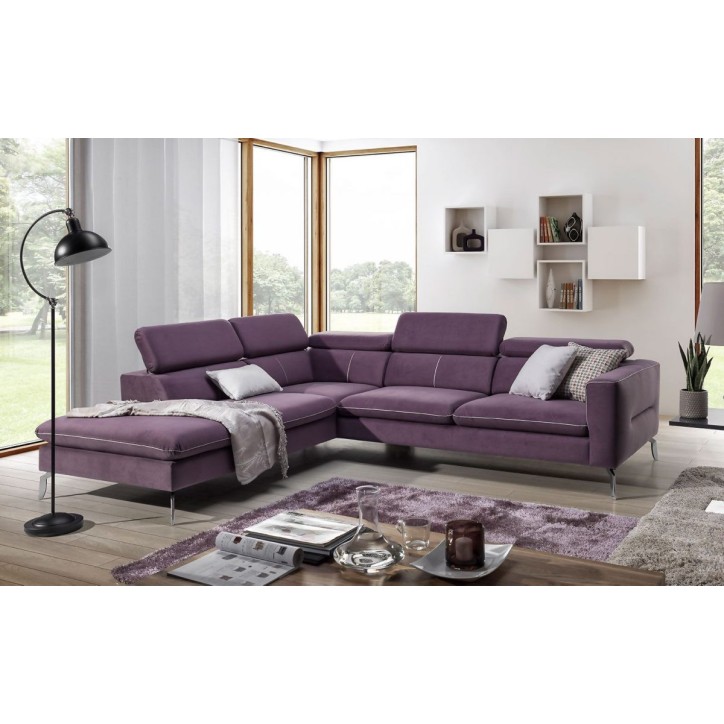 Sofá de canto AREZZA roxo 240 x 280 cm