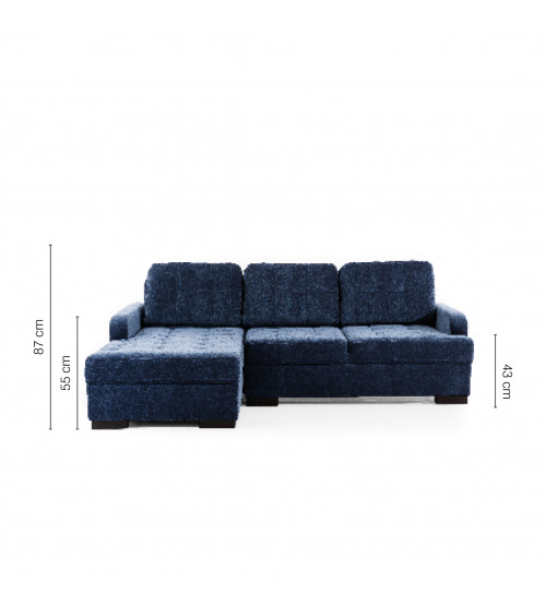 Sofá rinconera convertible CATANZARO L azul 225 x 160 cm