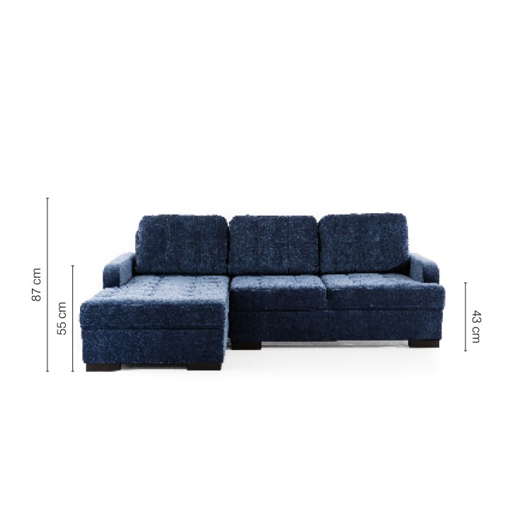 CATANZARO L divano letto angolare blu 225 x 160 cm