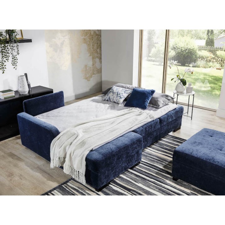 CATANZARO L divano letto angolare blu 225 x 160 cm