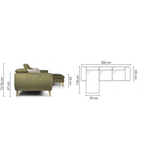 Canapé d'angle CENTO vert 250 x 170 cm