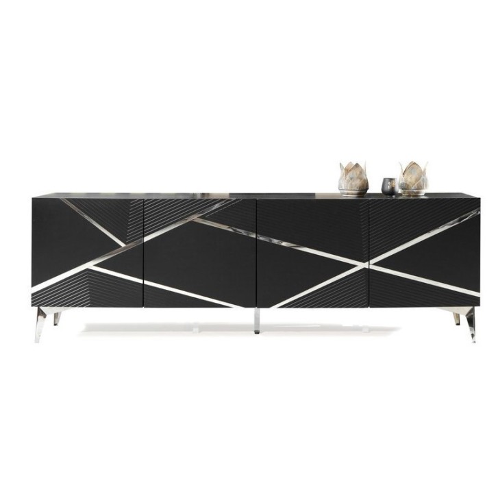 Buffet DIAMOND NOIR 4 portes 220 cm