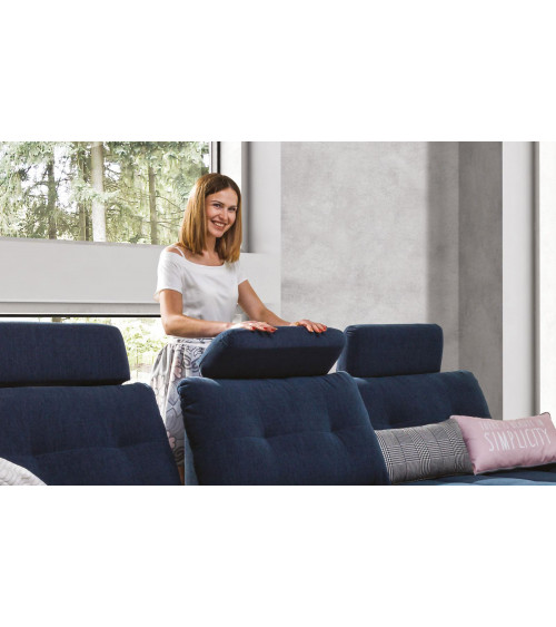 Canapé d'angle convertible CREMONA bleu 306 x 190 cm