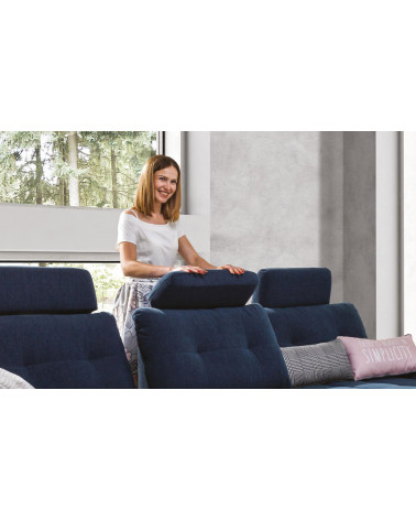 Canapé d'angle convertible CREMONA bleu 306 x 190 cm
