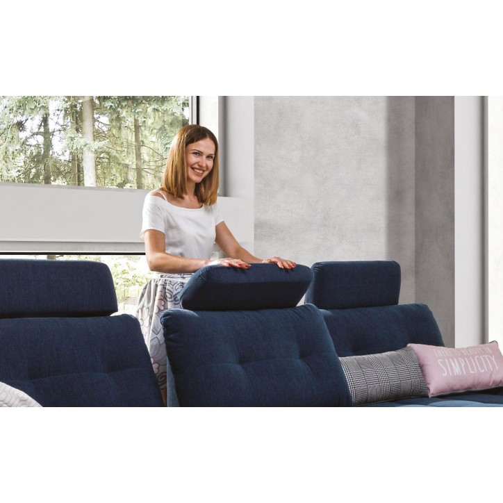 Sofá-cama de canto azul CREMONA 306 x 190 cm