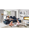 Canapé d'angle convertible CREMONA bleu 306 x 190 cm