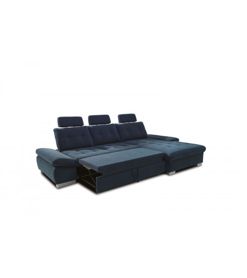 Sofá-cama de canto azul CREMONA 306 x 190 cm