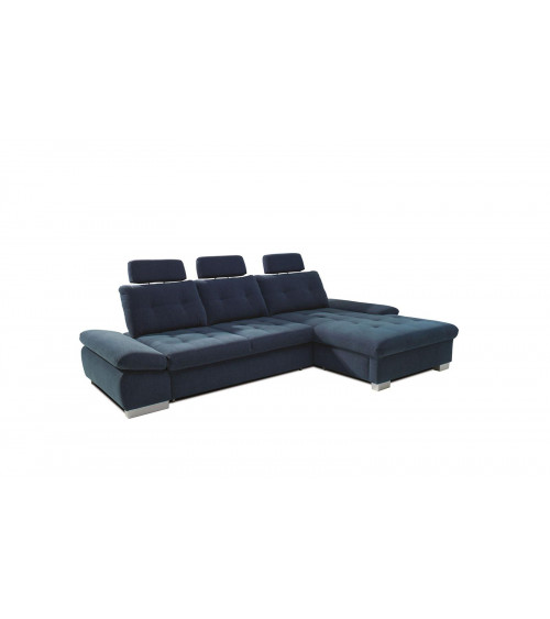 Canapé d'angle convertible CREMONA bleu 306 x 190 cm