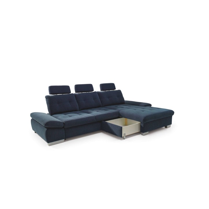 Sofá-cama de canto azul CREMONA 306 x 190 cm