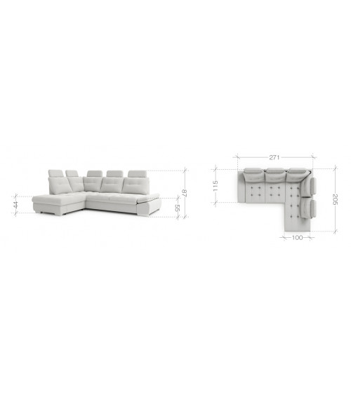 Canapé d'angle convertible CREMONA bleu 306 x 190 cm