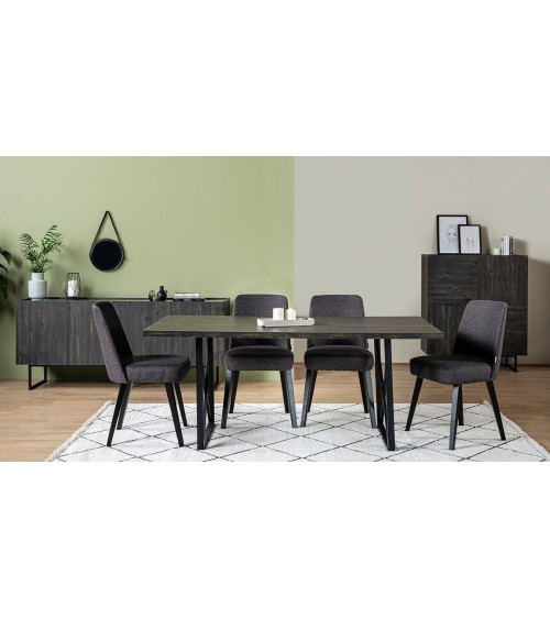 Salle à manger DARKER noir, effet bois et effet marbre