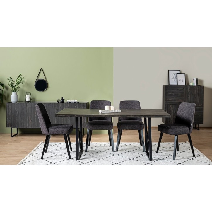 Salle à manger DARKER noir, effet bois et effet marbre