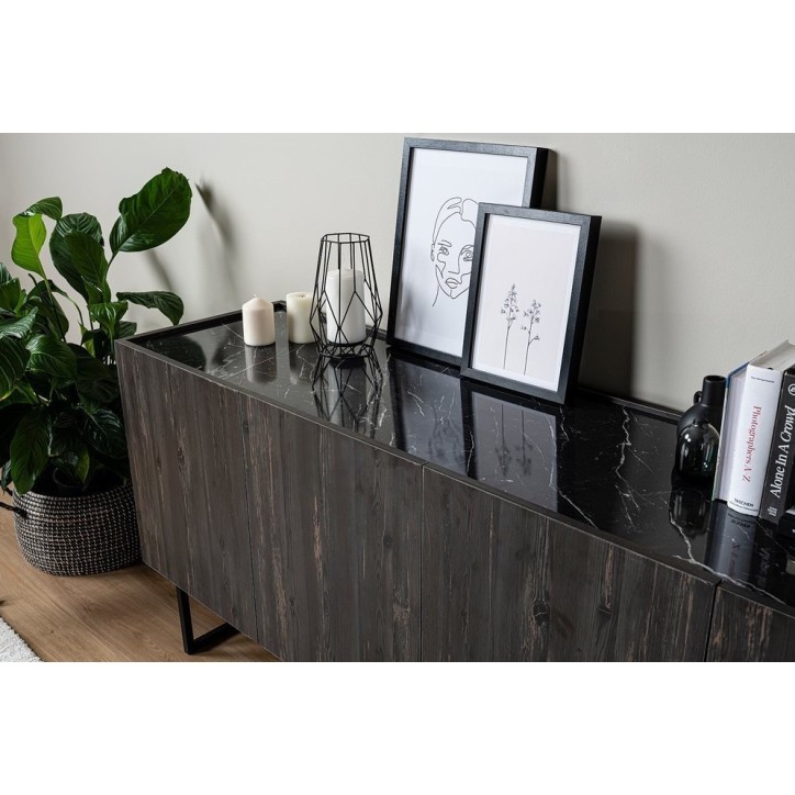 Salle à manger DARKER noir, effet bois et effet marbre