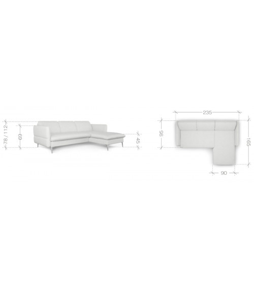 Divano angolare VINO ad angolo retto blu 235 x 165 cm
