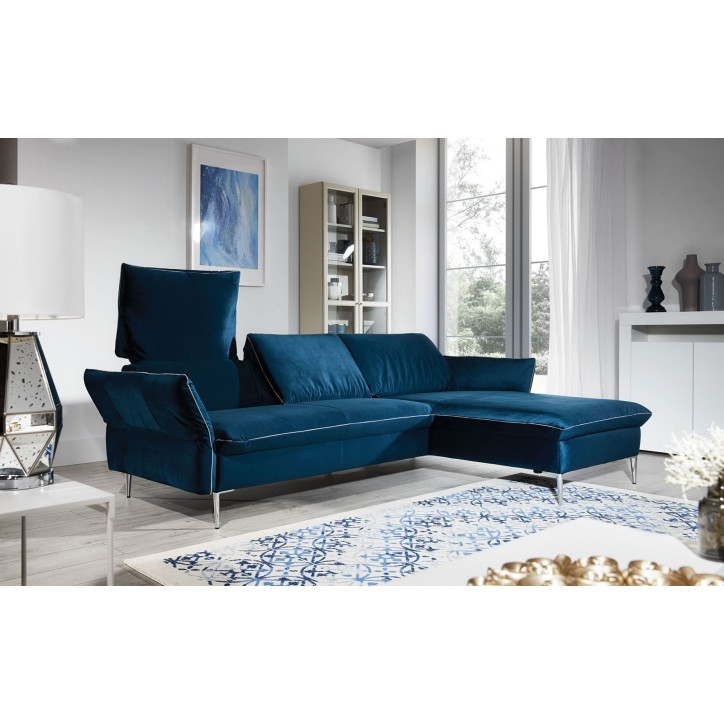 Divano angolare VINO ad angolo retto blu 235 x 165 cm