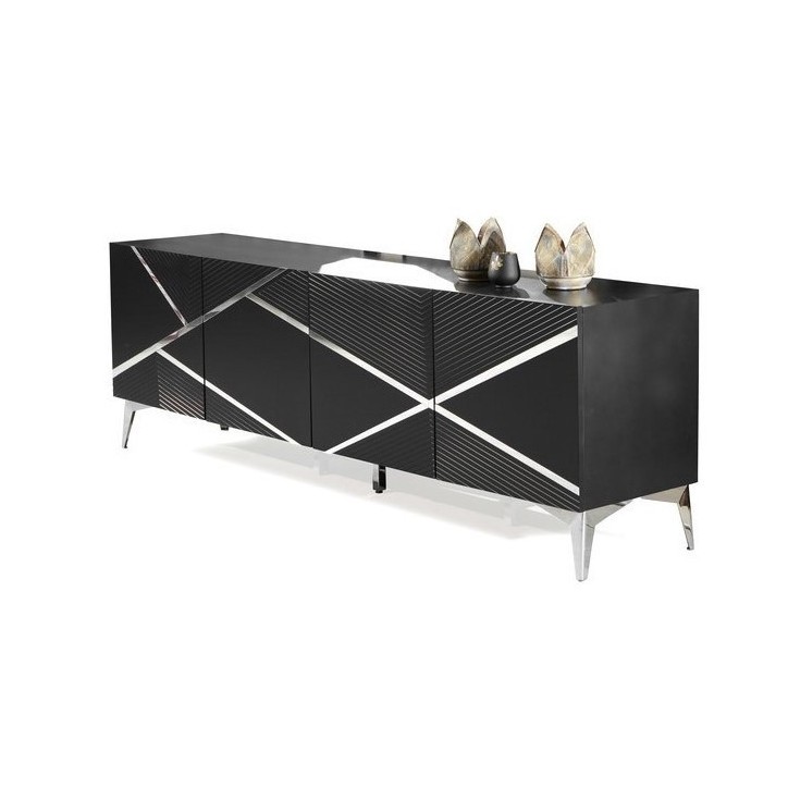 Buffet DIAMOND NOIR 4 portes 220 cm