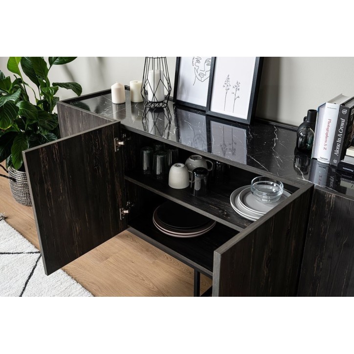 Salle à manger DARKER noir, effet bois et effet marbre