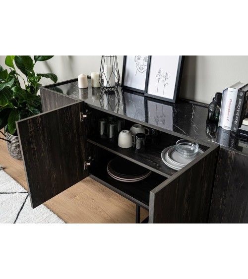 Salle à manger DARKER noir, effet bois et effet marbre