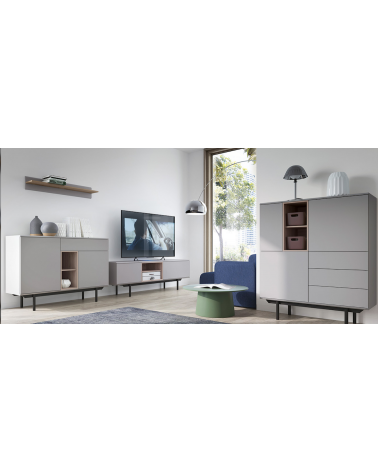 Grijs roestvrij stalen dressoir 125 x 89 cm