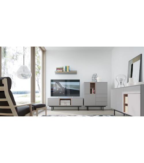 Credenza grigia in acciaio inox 175 x 89 cm