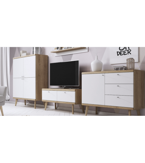 Mueble TV PRIMO roble-blanco 107 cm