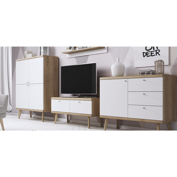 Mueble TV PRIMO roble-blanco 107 cm