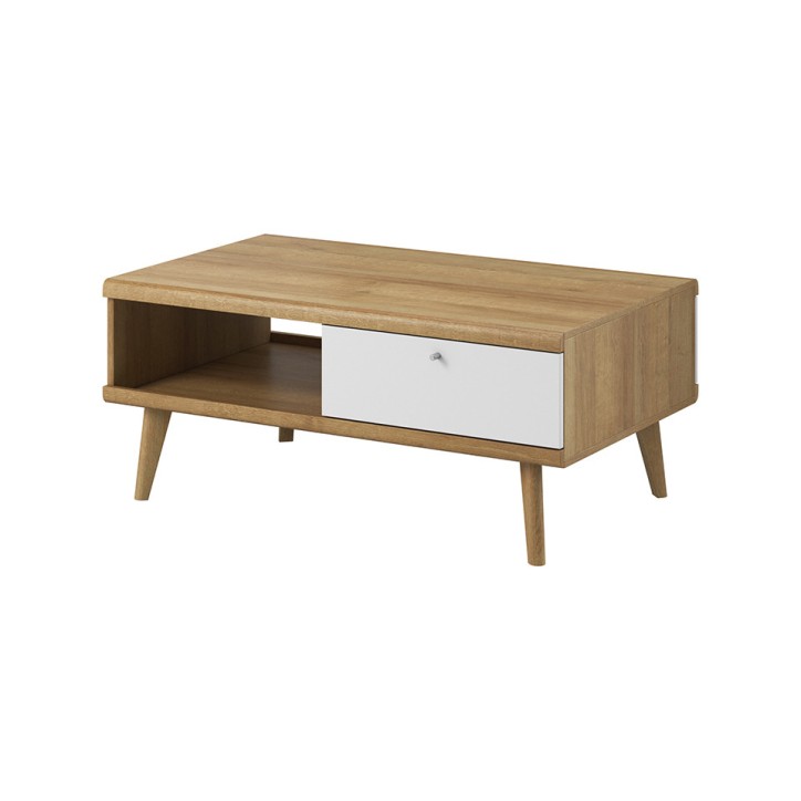 Table basse PRIMO chêne-blanc 107 x 46 x 67 cm
