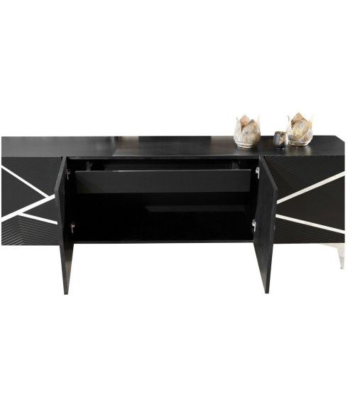 Buffet DIAMOND NOIR 4 portes 220 cm