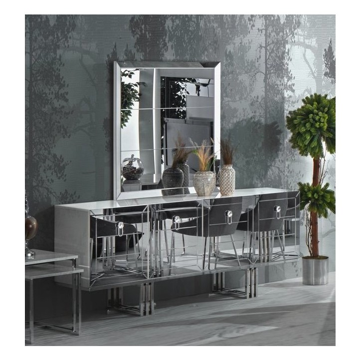 Buffet GRI BLANC 4 portes 220cm