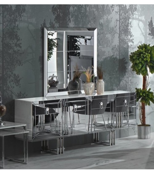 Buffet GRI BLANC 4 portes 220cm