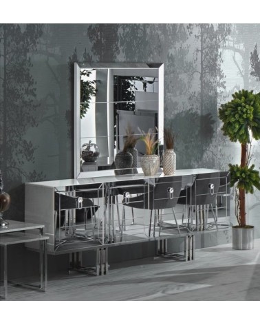 Buffet GRI BLANC 4 portes 220cm