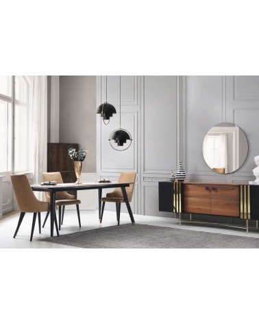 Salle à manger GOLD noyer, noir et doré