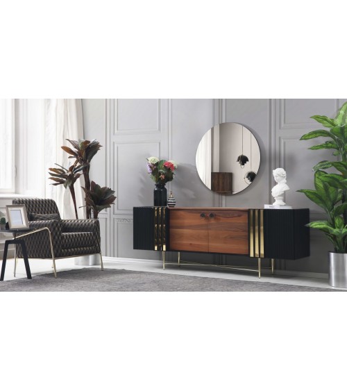 Salle à manger GOLD noyer, noir et doré