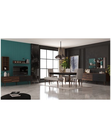 Salle à manger ROMAINE noyer et noir