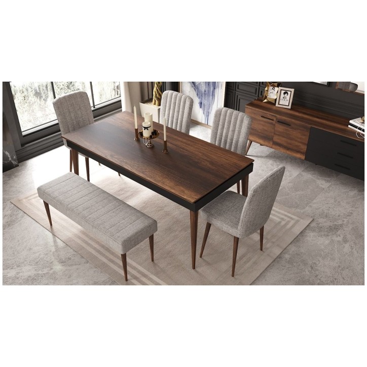 Salle à manger ROMAINE noyer et noir Salle à manger ROMAINE noyer et noir