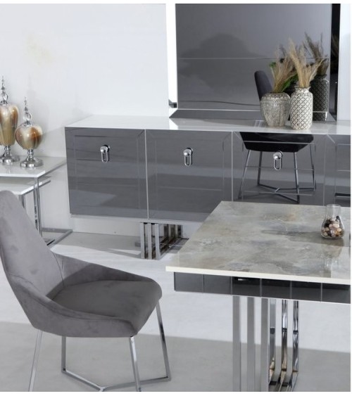 Buffet GRI BLANC 4 portes 220cm