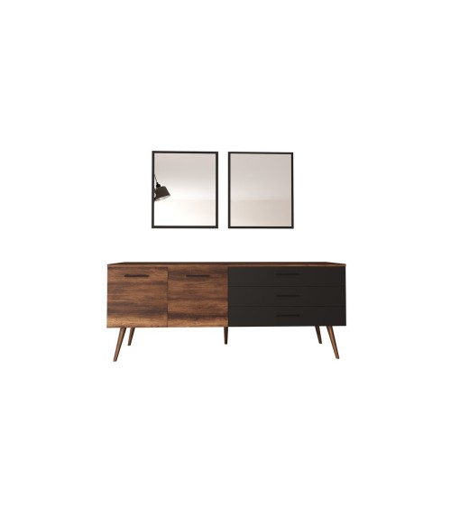 Salle à manger ROMAINE noyer et noir