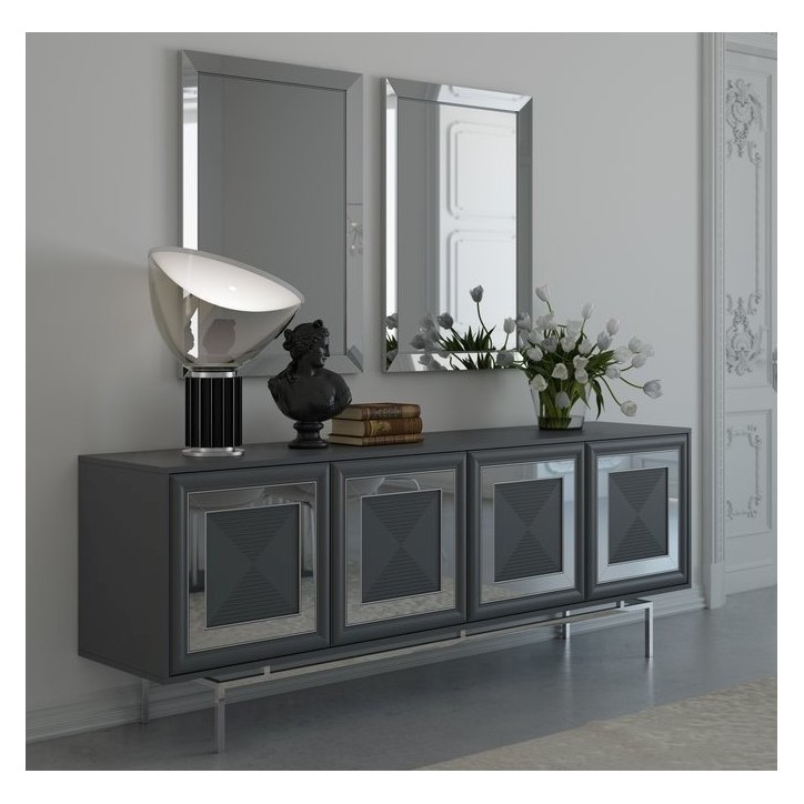 Buffet LUXEMBURG FUME 4 portes 220 cm gris